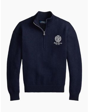 Polo Ralph Lauren Half Zip Cotton Jumper 001 Hunter - Blue