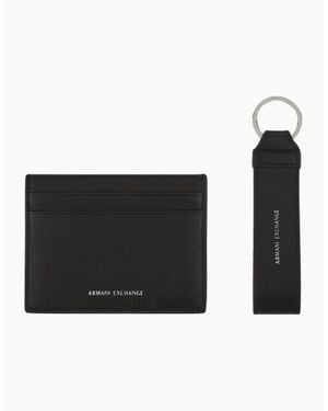 ARMANI EXCHANGE Embossed Logo Cardholder Gift Set - Black