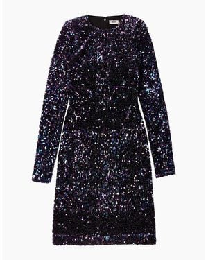 Ro&zo Petite Evie Sequinned Long-Sleeved Mini Dress - Blue