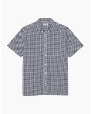 Lacoste Lightweight Short Sleeved Poplin Check Shirt - Grey