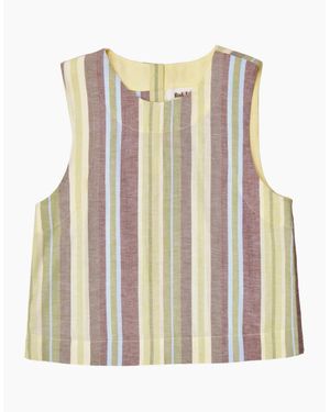 Ro&zo Stripe Linen-Blend Shell Top - Natural