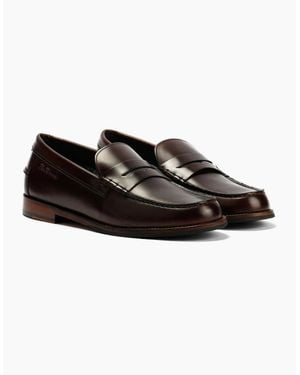 Ben Sherman Sid Brush Off Leather Penny Loafers - Black