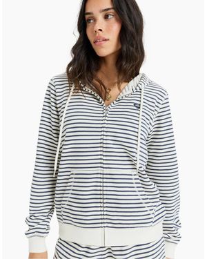 Roxy Perfect Stripe Zip Up Hoodie - Grey