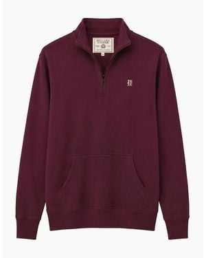 Holland Cooper Quarter Zip Sweatshirt Mulberry - Red