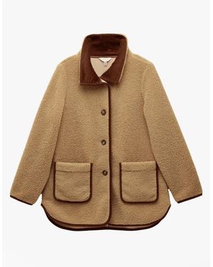 Joules Sadie Longline Longline Fleece Jacket Neutral - Brown