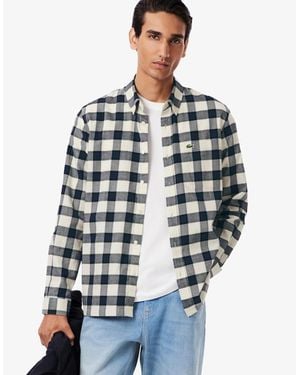 Lacoste Regular Fit Plaid Flannel Shirt - Blue
