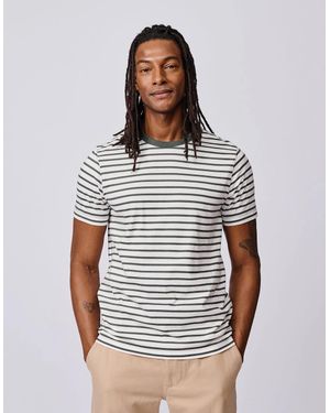 aubi Ancaster Striped Organic Cotton T-Shirt - White