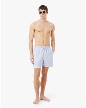 Lacoste Mid Length Monochrome Swim Trunks - White