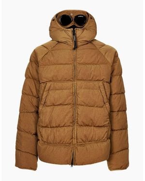 C.P. Company Eco-Chrome R Hooded Down Goggle Jacket - Brown