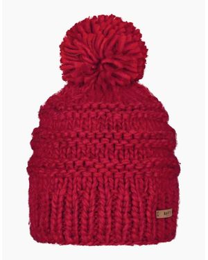 Barts Jasmin Classic Hand Knit Knitted Bobble Hat - Red