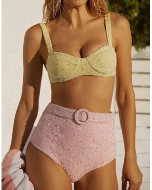 Oceanus Heidi Hand Beaded Bikini Bottom Multi Colour - Green