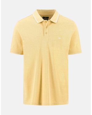 Fynch-Hatton Contrast Tipped 2-Ply Cotton Polo Shirt Pale - Yellow