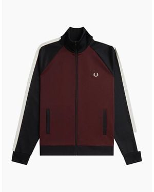 Fred Perry Contrast Sleeve Track Top Jacket Oxblood - Red