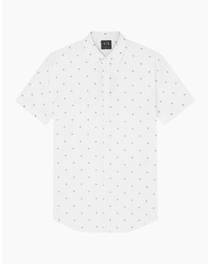 ARMANI EXCHANGE Slim Fit Poplin Logo Short Sleeve Shirt - White