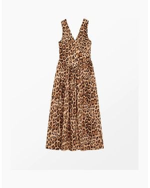 Ro&zo Petite Alexis Leopard Print Cotton Sateen Dress - White