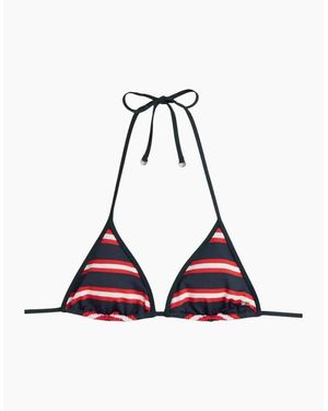 Tommy Hilfiger Th Texture Triangle Bikini Top, New Preppy Stripe - White