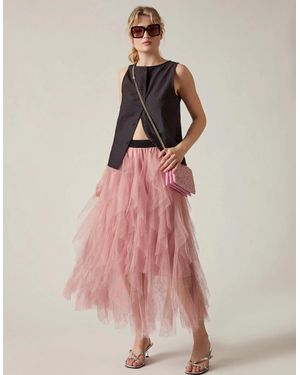 James Lakeland Tulle Ruffle Midi Skirt - Pink