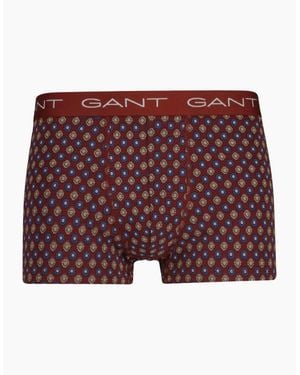 GANT 3-Pack Geometric Print Boxer Trunks, Burgundy - Red