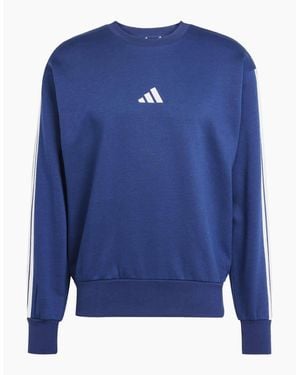 adidas Essentials 3 Stripes Fleece Sweatshirt - Blue