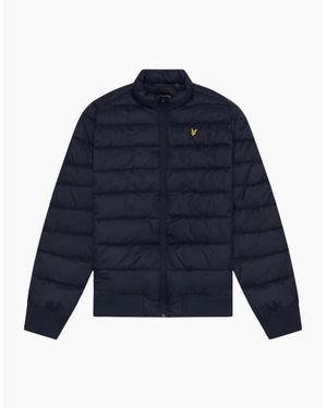 Lyle & Scott Lyle & Scott Branded Dark Funnel Neck Wadded Jacket - Blue