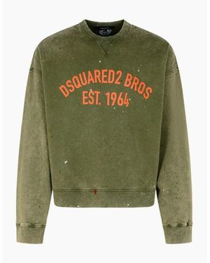 DSquared² Bros Est 1964 Design Cypro Fit Military Sweatshirt - Green