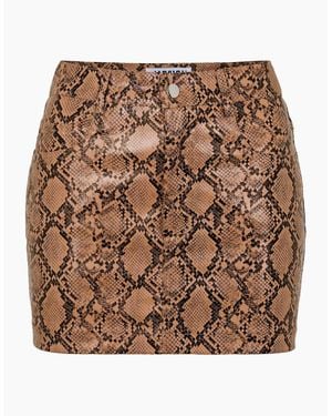 Amy Lynn Regular Fit Mini Snake Patterned Skirt - Brown
