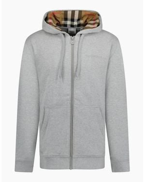 Burberry Hove Check Inner Zip Hoodie - Grey