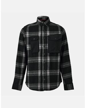 Luke 1977 Johnny Mase 2 Plaid Snap Button Overshirt With Chest Pocket - Black