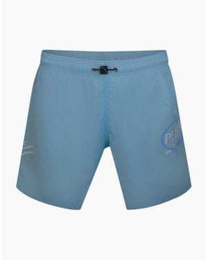 Philipp Plein Plein Sport Geo Logo Medium Boardshort Swim Shorts - Blue