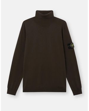 Stone Island Wool 5100025 T-Neck Jumper - Brown