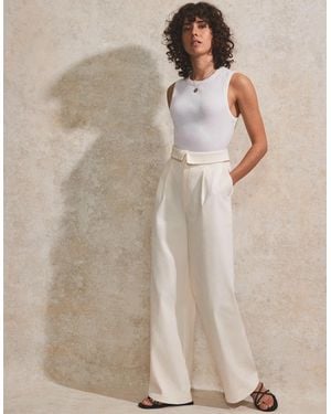 Ro&zo Petite Folded-Waistband Trousers - Natural