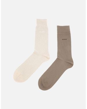 BOSS 2 Pack Of Mini Pattern Socks - White