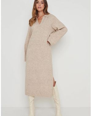 Pretty Lavish Cas Collared Knit Dress - Natural