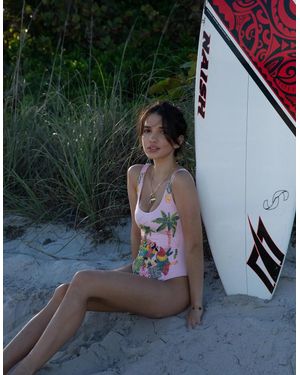 Oceanus Maya Scoop Back Tropical Swimsuit - Black