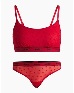 BOSS Hearts Lace Bralette & Thong Gift Set - Red
