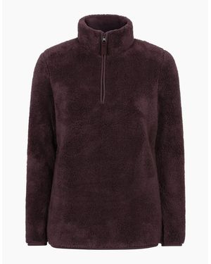 Mountain Warehouse Ladies Teddy Fleece Quarter Zip Fleece Top - Purple