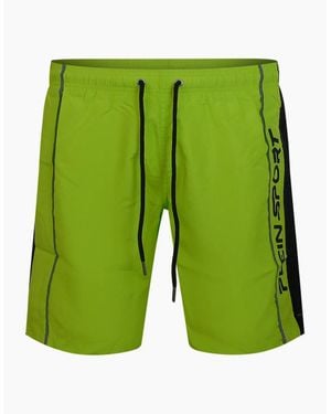 Philipp Plein Plein Sport Vertical Logo Long Boardshort Swim Shorts - Green