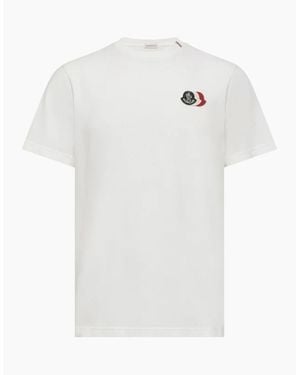 Moncler Triple Logo Cotton T Shirt - White