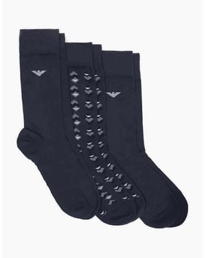 Emporio Armani 3 Pack Socks - Blue