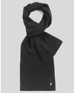 Lyle & Scott Lambswool Blend Ribbed Scarf - Black