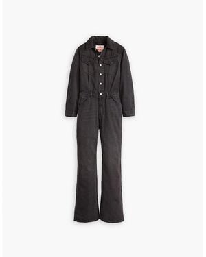 Levi's Levi's Collared Neck Long Sleeve Solid Patterned Jumpsuit - Black