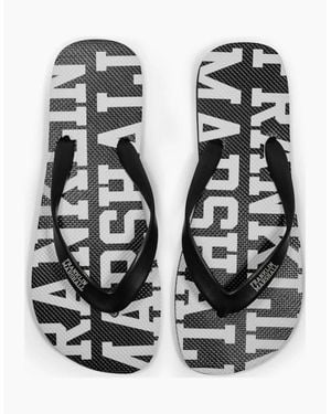 Franklin & Marshall Ua987 Rubber All Over Logo Thong Sandals - Black