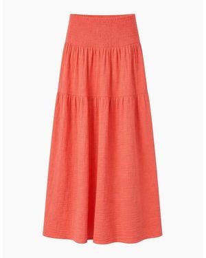 Ro&zo Coral Cheesecloth Shirred Waistband Skirt