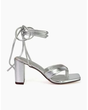 XY London Ladies Kiko Metallic Medium Block Heel Sandals - White