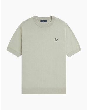 Fred Perry Cotton Knitted T-Shirt - Green