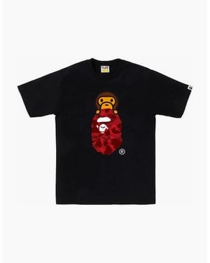 A Bathing Ape Colour Camo Milo On Ape Head Tee - Black
