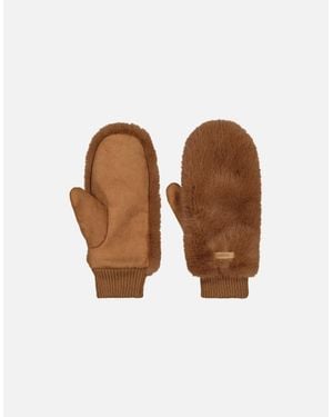 Barts Fur Mitts Knitted Cuff Mittens - Brown