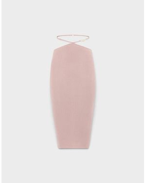 Amiri Ribbed Staggered Midi Skirt - Pink