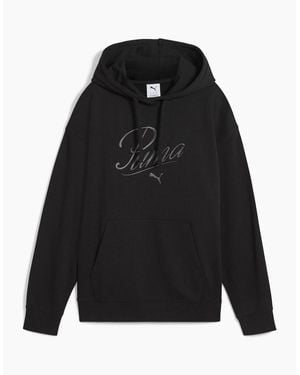PUMA Script Comfort Tech Fleece Overhead Hoodie - Black