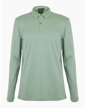 BOSS Pirol Long Sleeve Polo Shirt, Timeless Design - Green